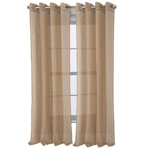 RT Designers Collection Dexter Linen Texture Grommet Sheer Curtain Panel Pair 36" x 84" Taupe - 1 of 4