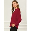 INSPIRE CHIC Women's Office Keyhole Elegant Stand Collar Long Sleeve Back Neck Button Blouse - 4 of 4