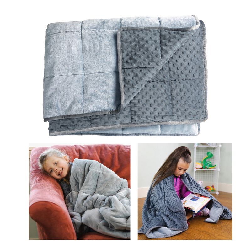 Bouncyband® Soft Fleece Weighted 10lb Medium Sensory Blanket for Kids, 65" x 45", 1 of 10