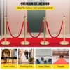 VEVOR 4PCS Gold Stanchion Posts Queue, 38 Inch Red Velvet Rope, Crowd Control Barriers Queue Line Rope, Barriers for Party Supplies, Gold - 3 of 4