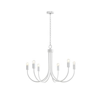 Ellie 6-Light Gloss White Metal Chandelier