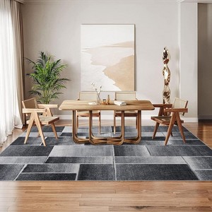 Acekool Modern Geometric Area Rug, Large Blue Patchwork Throw Carpet, Low Pile Non-Slip Indoor Rug for Living Room, Bedroom, Dining Room, Office - 1 of 4