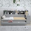 KTMBDW Twin/Full Size Daybed with Storage Shelves and Trundle Bed, Wooden Bed with Study Desk for Bedroom, Guest Room, No Boxing Spring Needed - 2 of 4