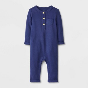 Baby Boys' Henley Cozy Long Sleeve Romper - Cat & Jack™ - 1 of 4