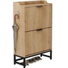 Fluted Shoe Storage Cabinet with 2 Flip Drawers, Wooden Slim Shoe Organizer, Hidden Shoe Storage for Entryway - 4 of 4