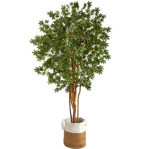 Nearly Natural 6-ft Japanese Maple Artificial Tree in Handmade Natural Jute and Cotton Planter - 1 of 4