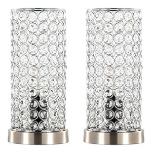 LumiSource Set of 2 Chandelier 11" Contemporary Uplight in Brushed Nickel with Clear Crystal/Chrome Metal Accents from Grandview Gallery - 1 of 4