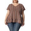 Agnes Orinda Women's Plus Size Retro Layered Flutter Sleeve V Neck Peplum Boho Blouses - 2 of 4