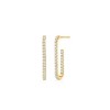 Ross-Simons 0.50 ct. t.w. Diamond Paper Clip Link J-Hoop Earrings in 14kt Yellow Gold - 3 of 4