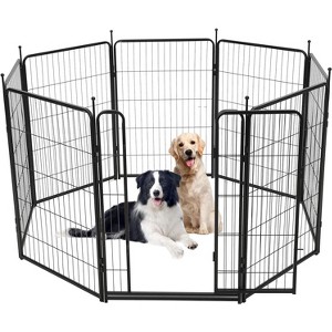 Dog Playpen, Dog Fence Indoor/Outdoor, Heavy Duty Metal Pet Puppy Exercise Pen, Wide Door Low Threshold - 1 of 4