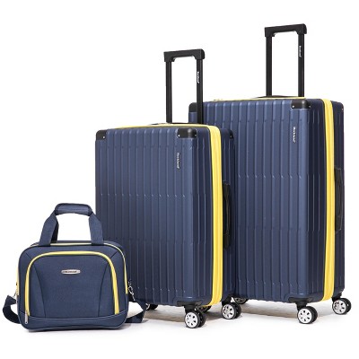 Rockland 3 Luggage Set 2-Piece Hardside Spinner Wheel Uprights with Tote Navy