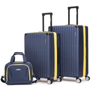 Rockland 3 Luggage Set 2-Piece Hardside Spinner Wheel Uprights with Tote Navy - 1 of 4