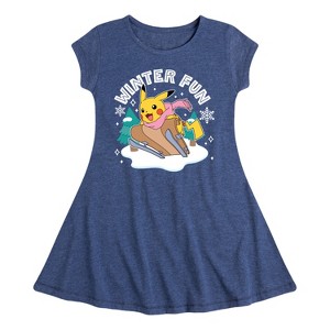 Girls' - Pokémon - Winter Fun Fit & Flair Cap Sleeve Dress - 1 of 3