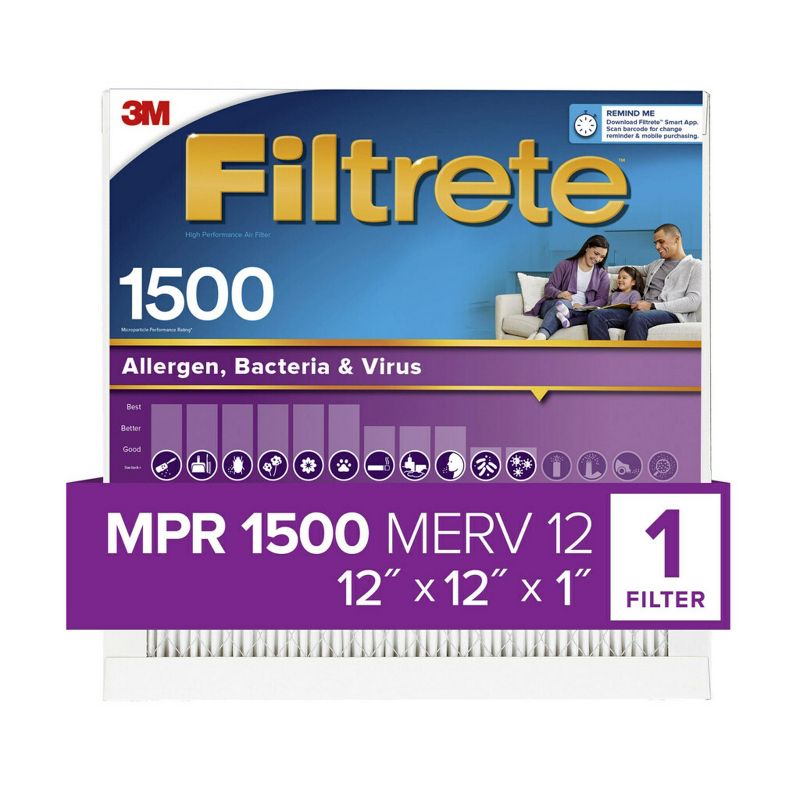 Filtrete Allergen Bacteria and Virus Air Filter 1500 MPR, 1 of 8