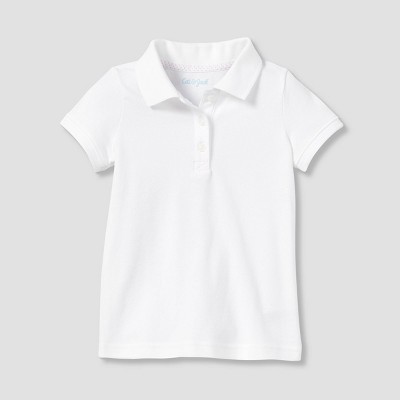 Toddler Girls' Short Sleeve Pique Uniform Polo Shirt - Cat & Jack™ White