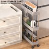 LunaLulinlk 3 Tier Slim Rolling Storage Cart, Slim Cart Kitchen Storage Organizer Rolling Utility/ Mobile Shelving Unit Slide Out Storage Cart, Gray - 3 of 4