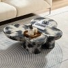 47'' Curved Butterfly Fiberglass Artistic Coffee Table, Modern Sculptural Coffee Table with Limestone Texture for Living Room Office-Coolbibila - 2 of 4