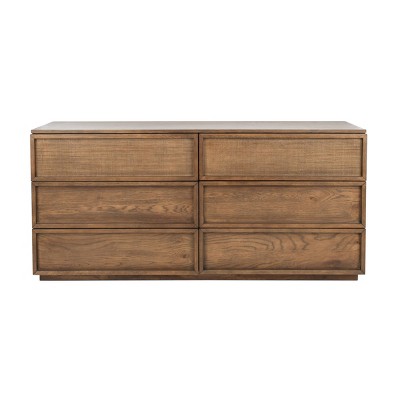 Zeus 6 Drawer Wood Dresser Natural - Safavieh