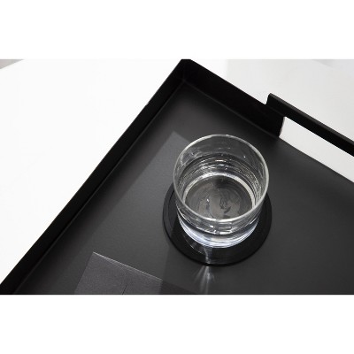 Sleek Black Metal Rectangular Serving Tray with Handles