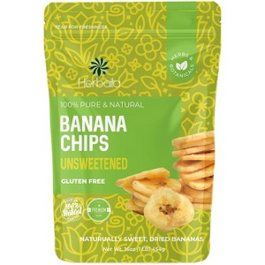 Herbaila Dried Banana Chips – Unsweetened, All-Natural, Non-GMO, Crispy Dehydrated Bananas – 1lb Bulk Bag (16 oz) - 1 of 4