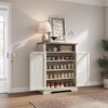 SKRAN 6-Tier Shoe Storage Cabinet, Farmhouse Shoe Rack with Adjustable Shelf & 2-Tier Open Storage with Anti-tip Fitting for Entryway, White+Oak - 2 of 4