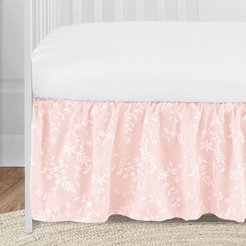 Sweet Jojo Designs Girl Baby Crib Bed Skirt Lace Collection Solid Blush Pink, 4 of 5