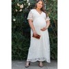 Pinkblush PinkBlush White Lace Mesh Overlay Plus Maternity Maxi Dress - 4 of 4