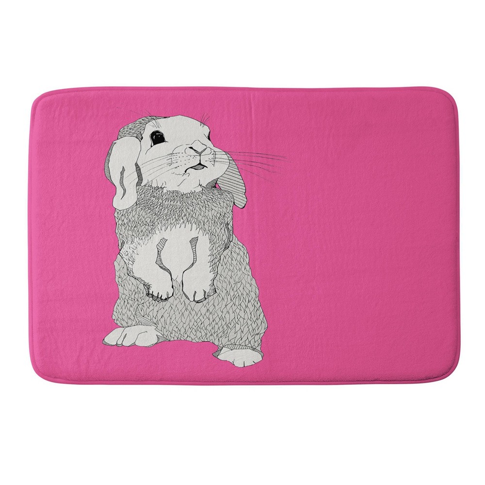 Photos - Bath Mat Deny Designs Casey Rogers Rabbit Memory Foam Bath Rug: Pink Abstract Microfiber, Lightweight, Low Pile, 1'9"x2'10" Rectangle