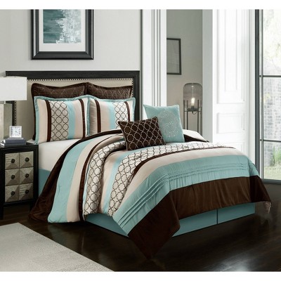 Nanshing 8pc Queen Avalon Comforter Bedding Set Aqua Blue — фото 2