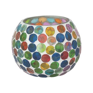 Storied Home Glass Mosaic Tealight/Votive Holder with Circles, Multicolor - 1 of 1