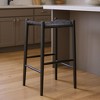 HomeRoots 31" Black Rush and Solid Wood Backless Bar Height Bar Chair - 2 of 4