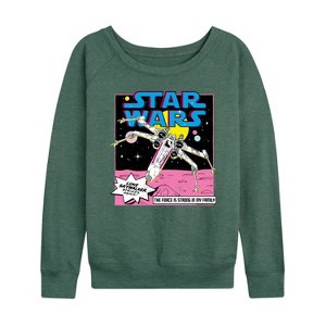 Women's - Star Wars - Luke Skywalker Ship Lightweight French Terry Wide Neck Long Sleeve Shirt - 1 of 4