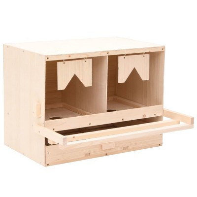 vidaXL Chicken Laying Nest 2 Compartments 24.8"x15.7"x17.7" Solid Pine Wood