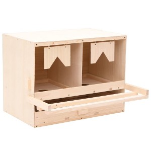 vidaXL Chicken Laying Nest 2 Compartments 24.8"x15.7"x17.7" Solid Pine Wood - 1 of 4