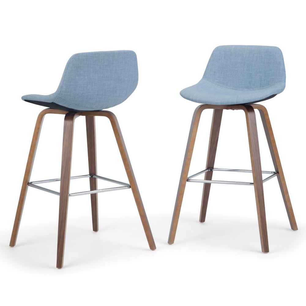 Set of 2 Cacey Bentwood Counter Height Barstools Denim Gray - WyndenHall: Upholstered, Armless, Wood Frame