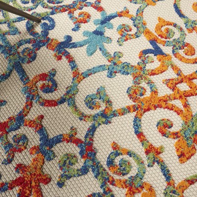 Multicolor Round Synthetic Flat Woven Area Rug