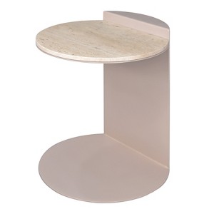 JONATHAN Y Evelyn 20" Contemporary Natural Marble/Metal Handmade C-Shaped End Table - 1 of 4