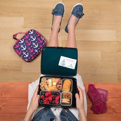 Translucent 6-Piece Bento Lunch Box Set with Multicolor Lids