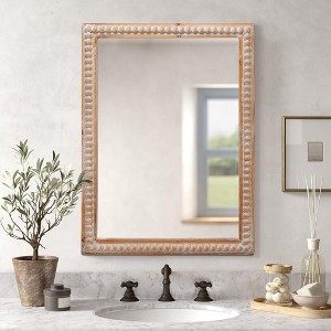 Dolonm Wall Mirror - Wood Framed Abstract Mirror for Living Room, Bathroom, Bedroom Decor - 1 of 4