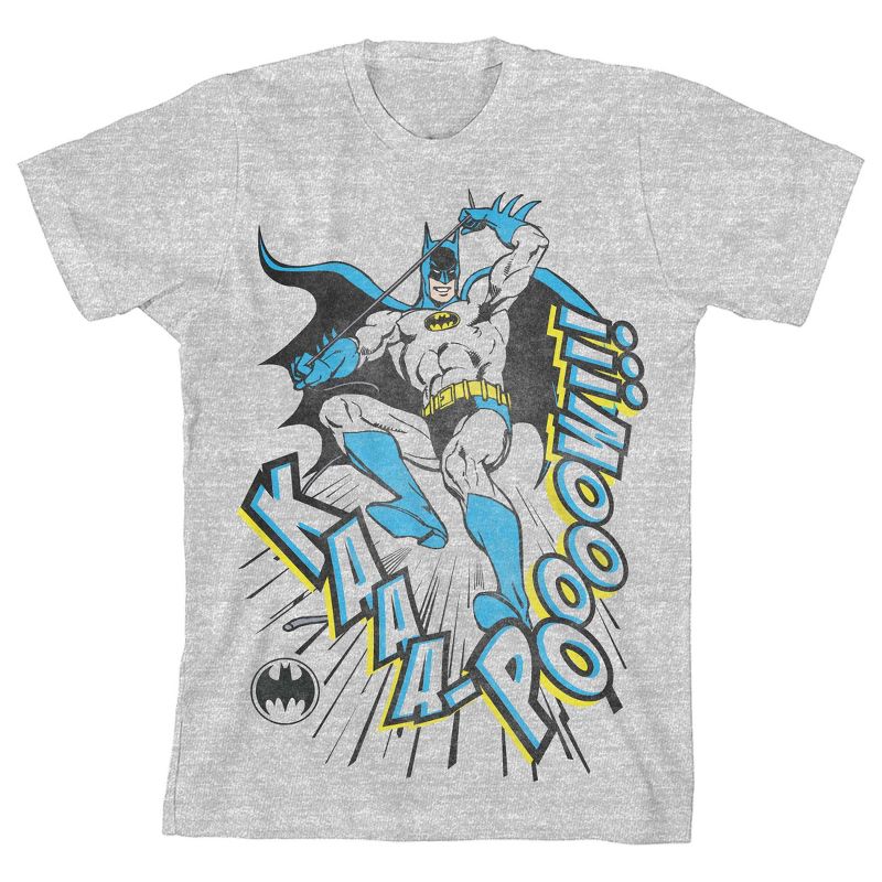 Batman Kaaapoooow Landing Boy's Heather Grey T-shirt, 1 of 3