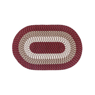 Alpine Collection Burgundy Stripe 100% Polypropylene Durable & Stain Resistant Double Sided Reversible Indoor Area Utility Oval Rug