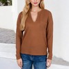 Anna-Kaci Women's Long Sleeve Waffle Knit Top with Notched Neckline and Chest Pocket - 2 of 4