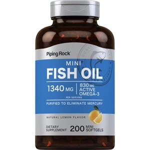 Piping Rock Fish Oil 1340mg | 200 Mini Softgels | Lemon Flavor - 1 of 4