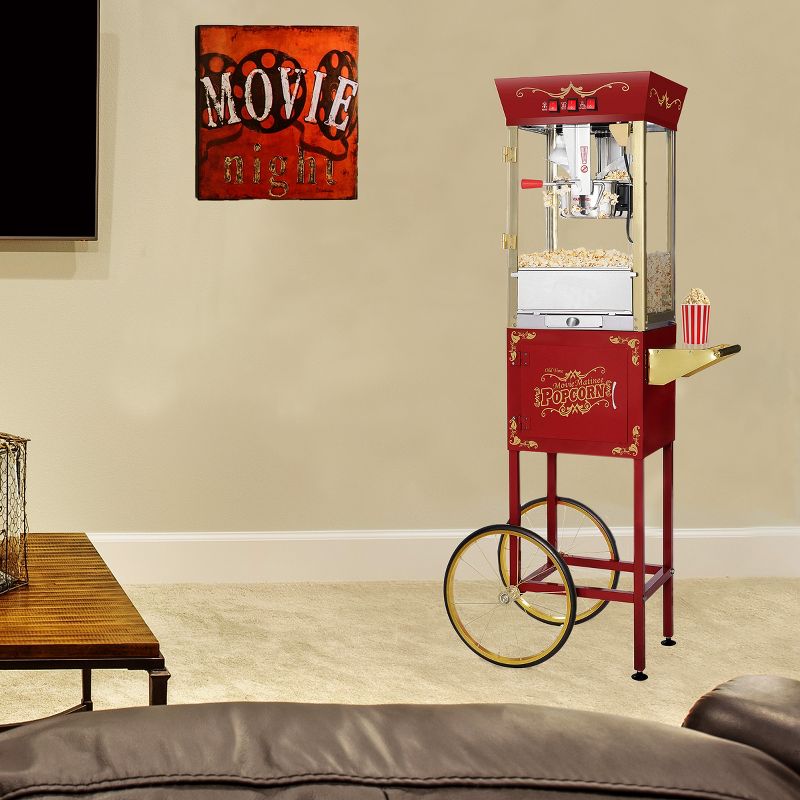 Great Northern Popcorn 8 oz. Matinee Antique Style Popcorn Maker Machine with Cart - Red, 5 of 6