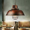 YIYIBYUS 1-Light Rust Retro Industrial Cage Pendant Light with Iron Shade - 2 of 4