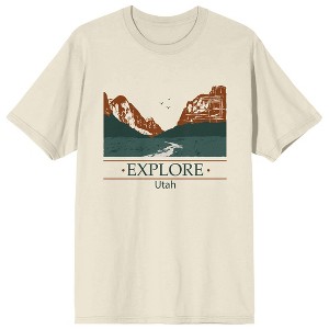 Adventure Society Explore Utah Men's Natural Short Sleeve Crew Neck Graphic Tee - 1 of 3