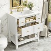 SpassWay 30"L Blue Freestanding Bathroom Vanity with Ceramic Sink 5 Drawers Solid Wood Frame - 4 of 4