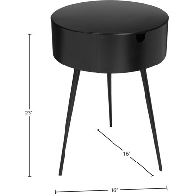 Bali Black Metal 16" Contemporary Nightstand with Storage Drawer