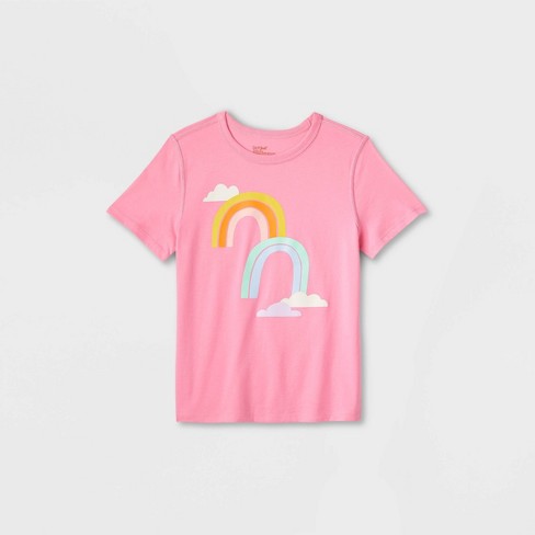 Kids' Adaptive Rainbows Graphic T-Shirt - Cat & Jack™ Bright Pink - image 1 of 3