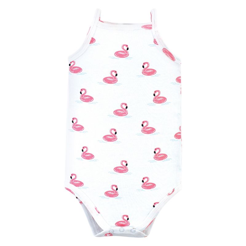 Hudson Baby Infant Girl Cotton Sleeveless Bodysuits 5pk, Summer Fun, 4 of 8